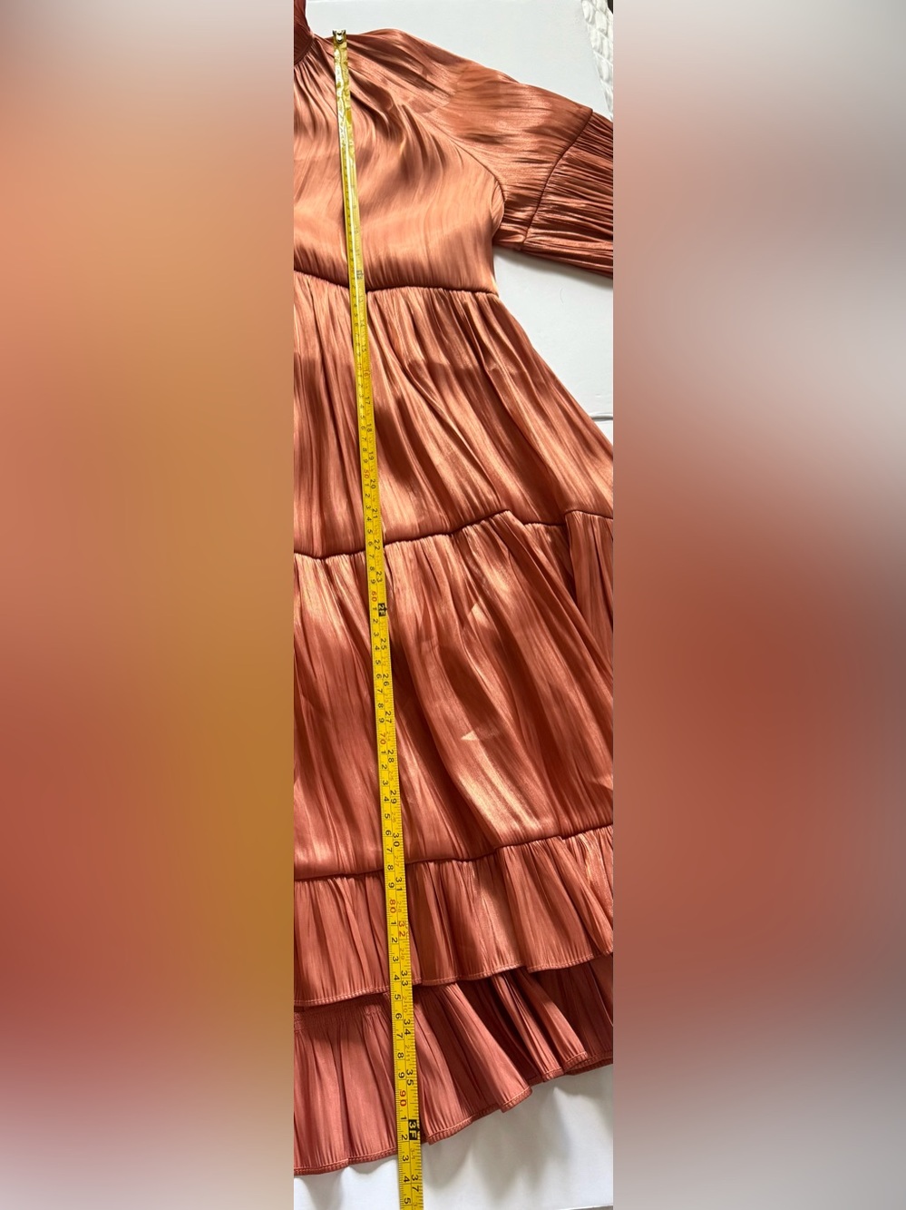 Cinq à Sept Rose Gold Pleated Ruffle Neck Dress - Picture 10 of 11